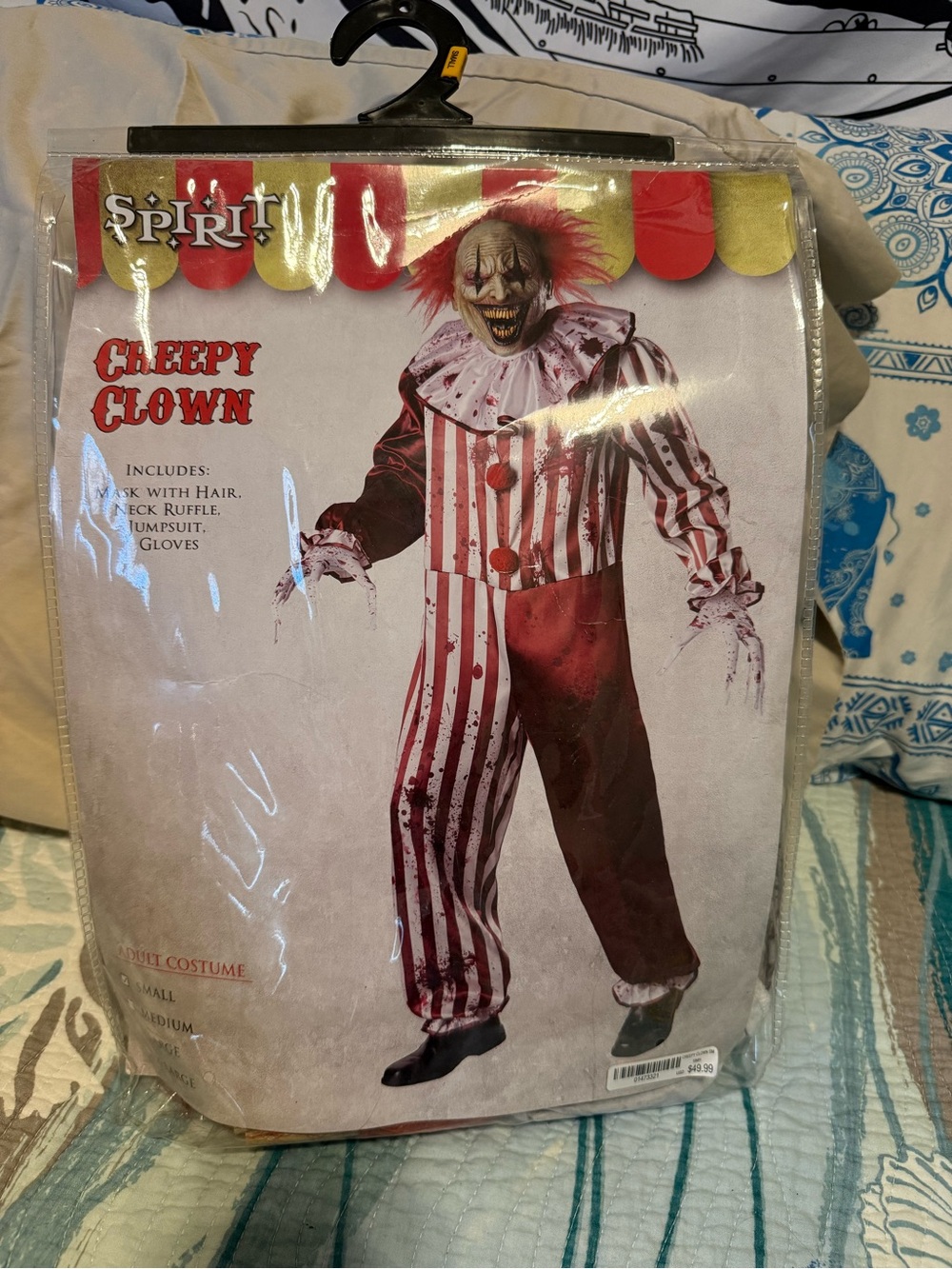 Spirit Creepy Clown Costume - Red, White, and Black